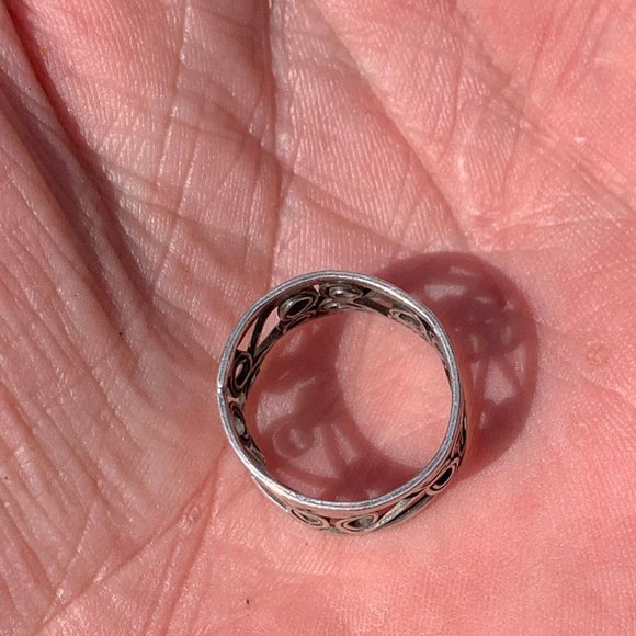 Sterling Silver Boho Open Swirl Filigree Concave Ring Size 4 3/4 Women's Jewelry - Picture 10 of 11